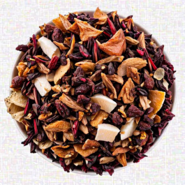 Mela, ananas, cocco, ibisco, rosa canina, scorze d’arancia, fotografia del prodotto sfuso JS1599 Giulia